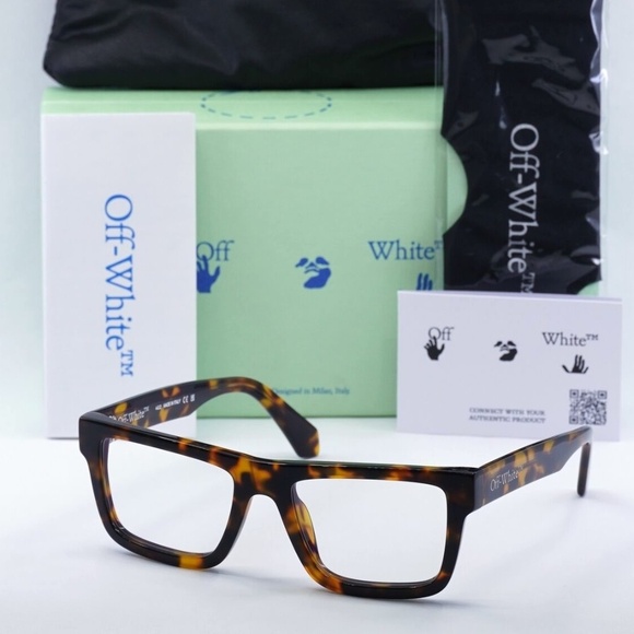 NWT Off-White Style 25 Havana Blue Block Light Eyeglasses - Picture 1 of 7
